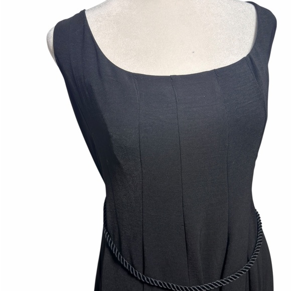 NWT Karl Lagerfeld Paris Black Midi Dress Rope Belt Size 16 - Picture 4 of 9